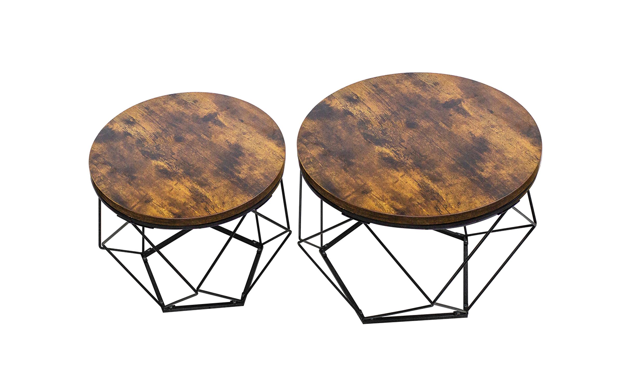 Set masute de cafea Lola, nuc + negru  4